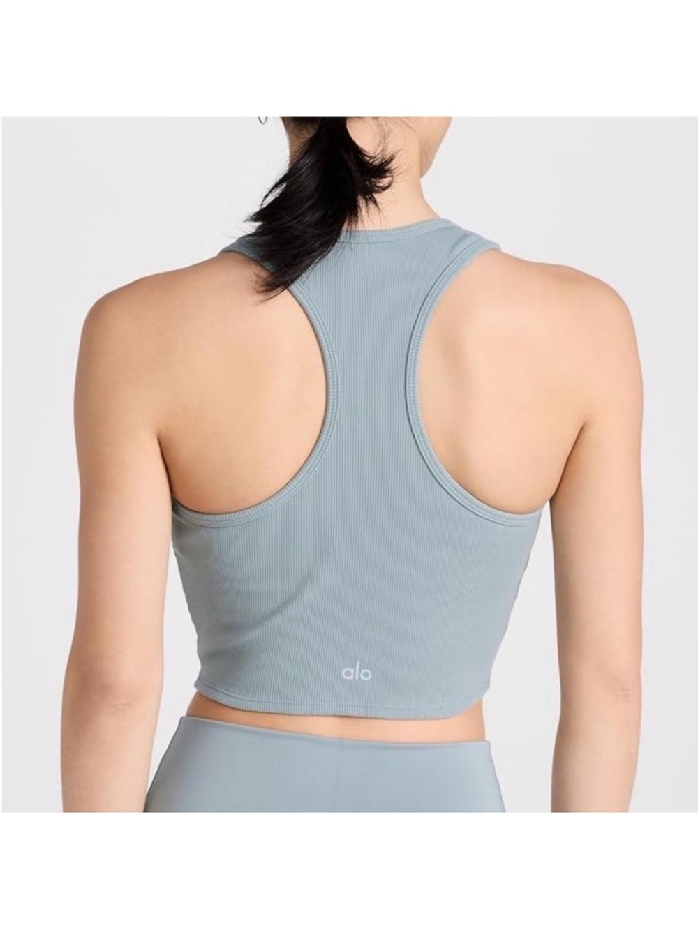 ALO YOGA Goddess ribbed tank size large cosmic blue - Picture 2 of 7
